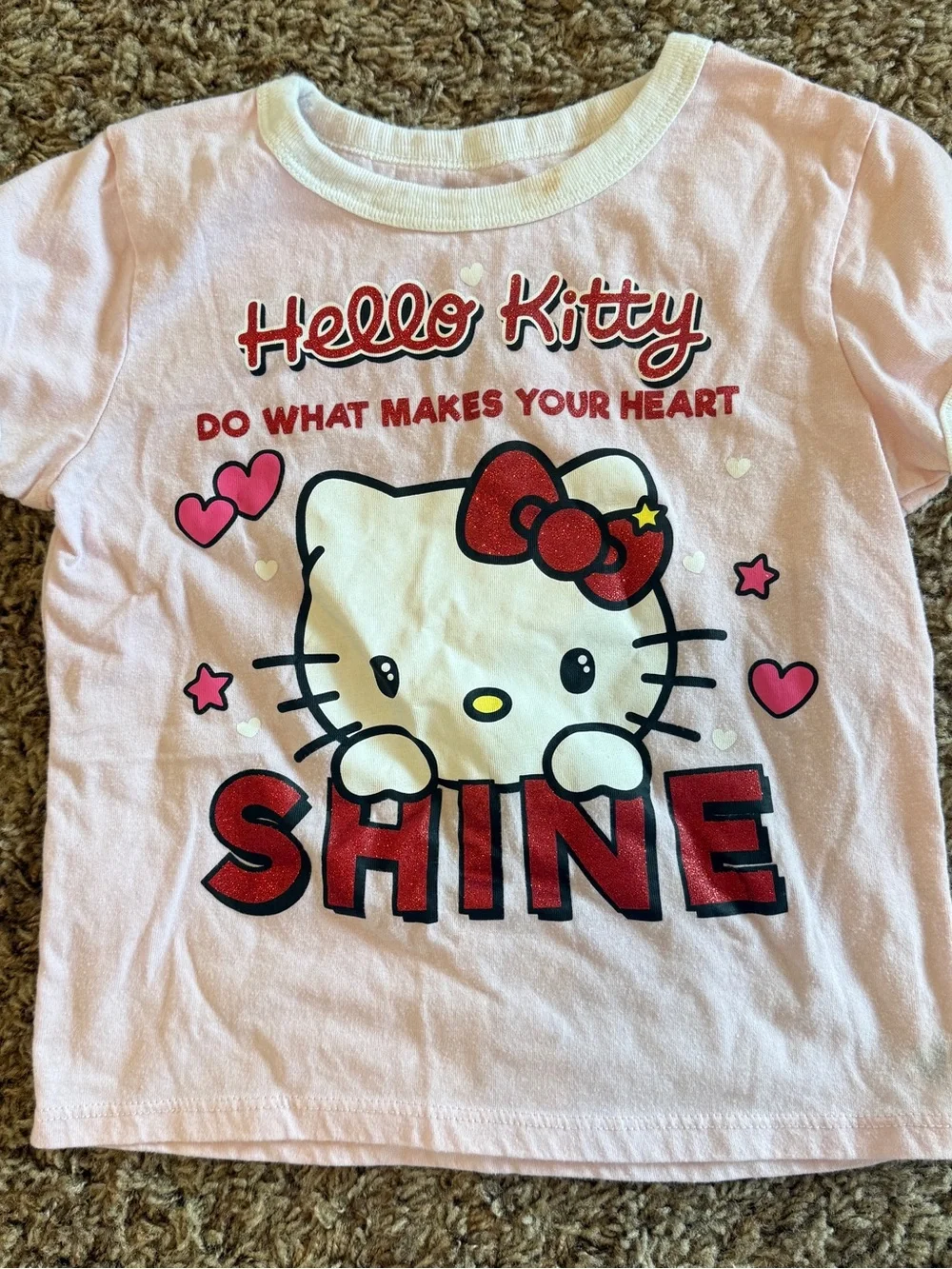 Hello Kitty Pink Graphic 'Shine' Short Sleeve Tee